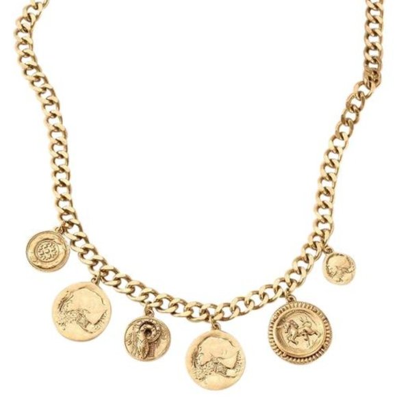 Stella & Dot Heritage Charm Coin Necklace & Bracelet Set - Vintage Gold - Picture 5 of 9